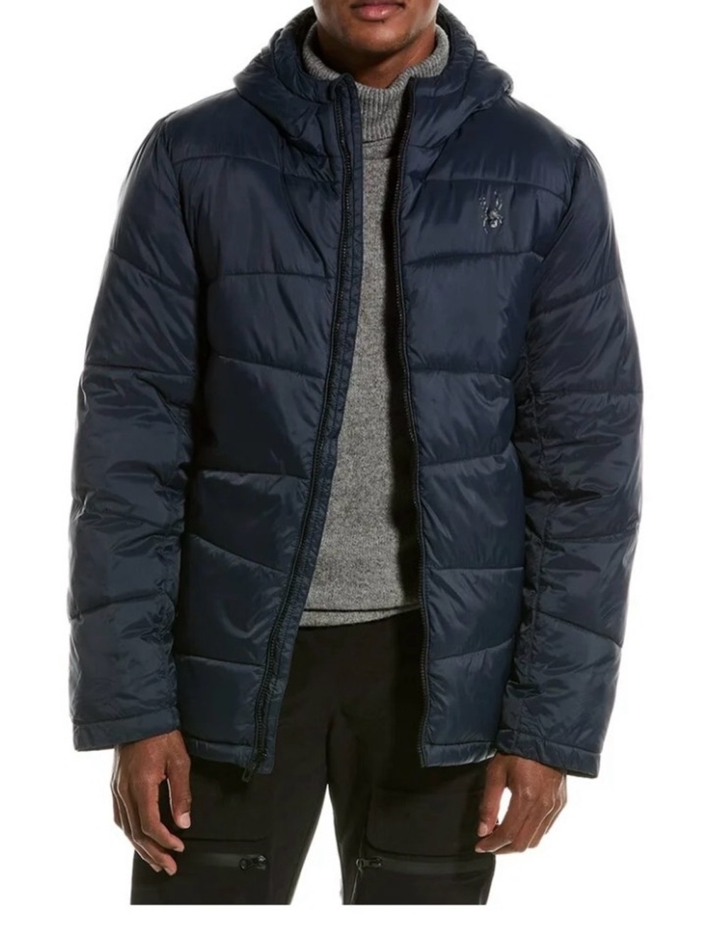 Spyder Men's Dark Navy Quilted Puffer Jacket with Hood